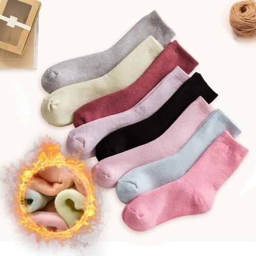 Girl Women Winter Keep Warm Soft Casual Solid Color Socks Thermal Home Snow Boots Velvet Home Floor Socks New Years Gift