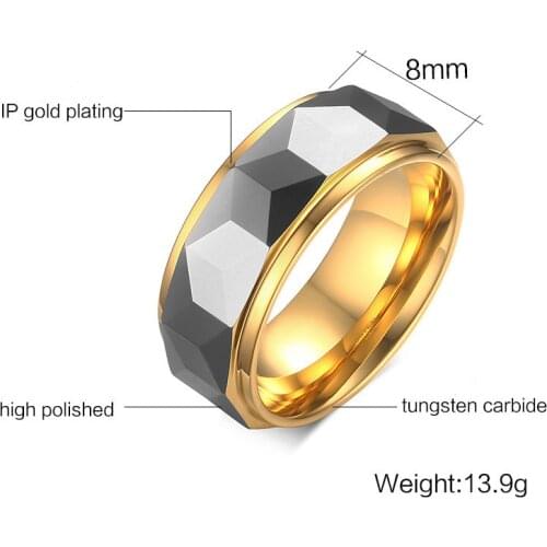 New European and American Men Ring High-Quality Tungsten Steel Three-Dimensional Gold Ring