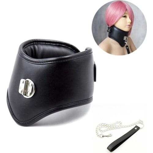 BDSM Sex Toys Leather Padded Collar Fetish Dog Slave Restraint Necklace Chocker with Leash Adult Sex Accessories for Men Gay