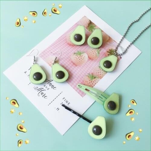 Cute Fruit Avocado Pendant Stainless Steel Necklace,Choker Simulation Jewelry Fresh Style for Women Man Friendship Girl Gifts