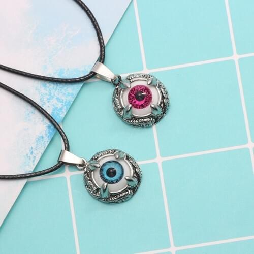 Devils Eye Necklace Blue Red Eye Metal Pendant For Men And Women Leather Rope Fashion Jewelry Gift Choker Collares