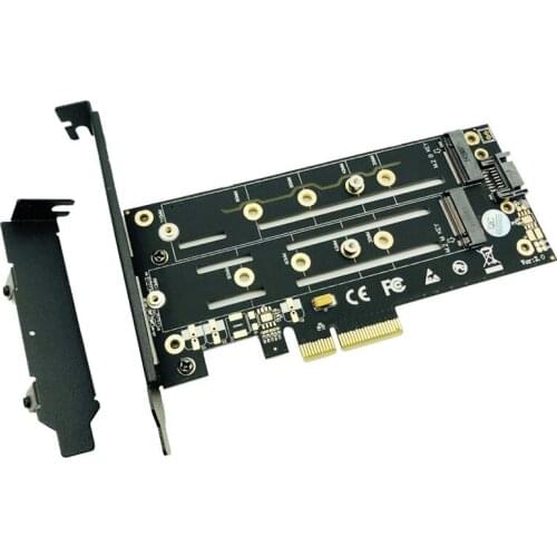 M.2 NVMe SSD NGFF to PCIE X4 Adapter M Key B Key Dual Interface Card Heatsink Low Profile Bracket PCI Express 3.0 2230-22110 SSD