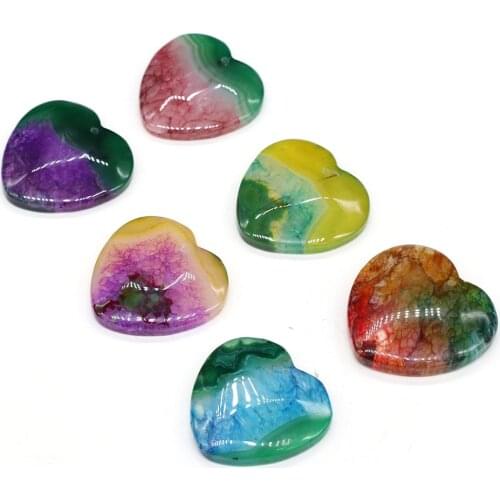 Natural Stone Pendants Heart Shape Reiki Heal Agated for Fashion Jewelry Making Necklace Earring Accessories