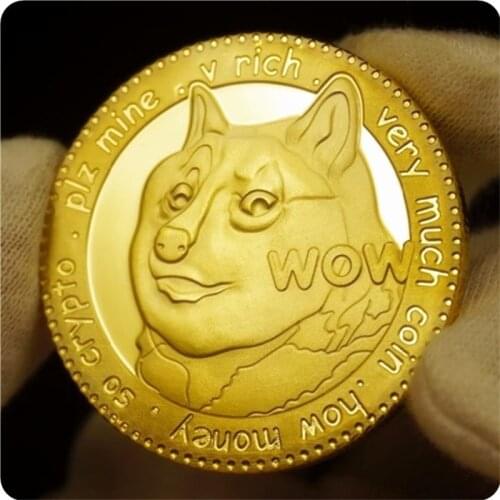 Gold Plated Dogecoin Commemorative Coins Cute Dog Pattern Dog Year Collection Coins Virtual currency