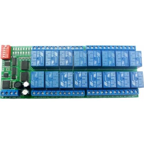 16ch DC 12V RS-485 Modbus RTU Relay Board RS485 Bus Remote Control Switch for LED Motor PLC PTZ Camera Smart Home