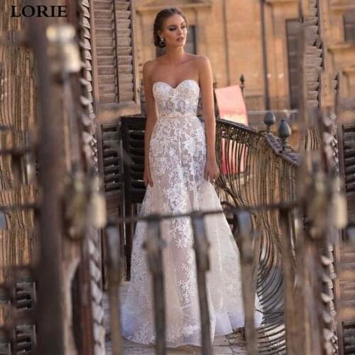 LORIE Princess Wedding Dress 2019 Vestidos de novia Sweetheart Lace Bride Dresses Sexy Backless Wedding Gowns