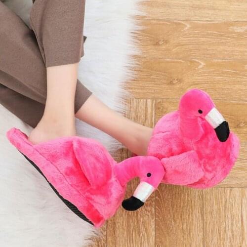 2021 New Winter Lovely Home Slippers Shoes Women Flamingo Slippers Fun Slippers Warm Cotton Unicorn Duck Slippers Slides Women