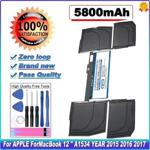 Top Brand 100% New 5800mAh A1527 Battery for APPLE MacBook 12 " Retina A1534 2015-2016-2017 year MF855 MJY32 MK4M2 661-02267