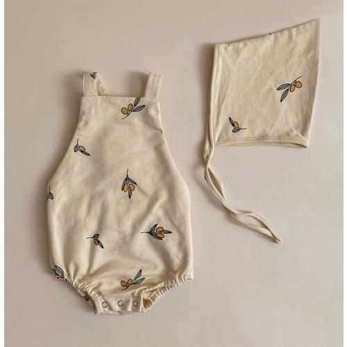 Summer Newborn Baby Romper With Hat Soild Color Baby Clothes Girl Rompers Cotton O-neck Infant Boys Romper