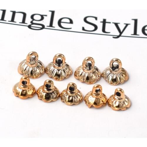High quality Necklace End Tip Plastic Flower UV CCB Bead Caps Gold Plated 8*8*10mm,50PCs