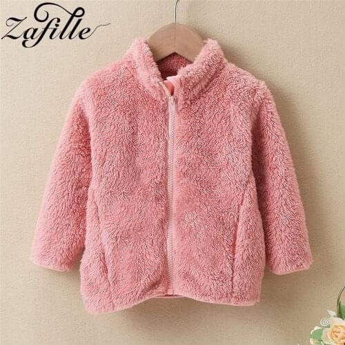 ZAFILLE 2021 Autumn Winter Baby Girl Clothes Plush Pink Baby Jacket Double Fleece Warm Toddler Infant Girl Outwear Coat Hoodie