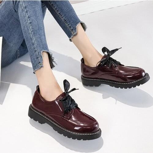 Closed Toes Flats Women Shoes 2020 Summer Brand Slip On Leather Women Loafers Boat Shoes Oxfords Women Bowknot Flats Red Sandals