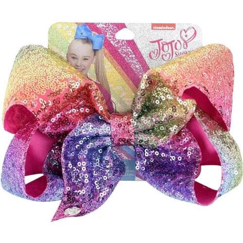 1 Piece 8 Inches JOJO Siwa Sequins Shiny Hair Bows With Clip For Lovely Girls Big Hair Clip Hairgrips Headwear Hair Accessories