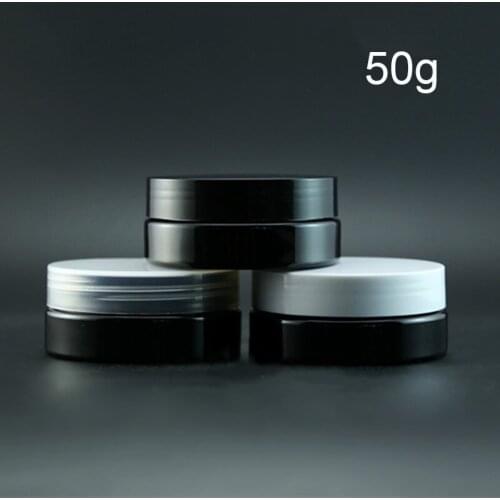 10pcs 50g Empty Black Jar 2oz Plastic Bottle Cosmetic Cream Lotion Bath Salts Candy Coffee Storage Container Free Shipping