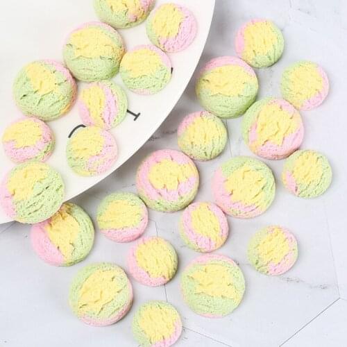 20Pcs Rainbow Macaron Ice Cream Ball Flat back Resin Cabochon DIY Resins Craft Decoration Kawaii Fake Food Scrapbook Accessories