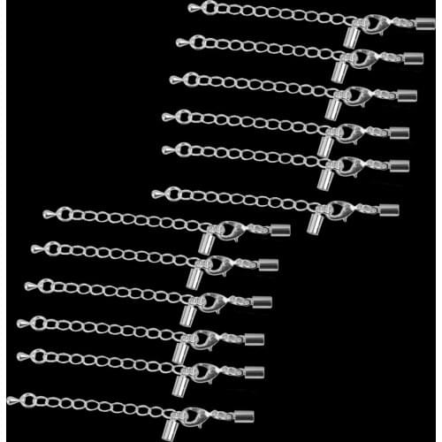 24pcs Necklace Bracelet Chain Extender with Lobster Clips Silver Color Tone 50mm+55mm