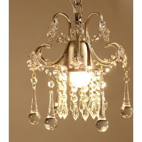 American rural creative personality simple crystal chandelier single bedroom aisle balcony entrance crystal small hang lamps LED