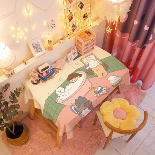 Anime Kawaii Tablecloth Waterproof Dining Tablecloths Coffee Desk Rectangular Table Cloth Christmas Party Birthday Decorative