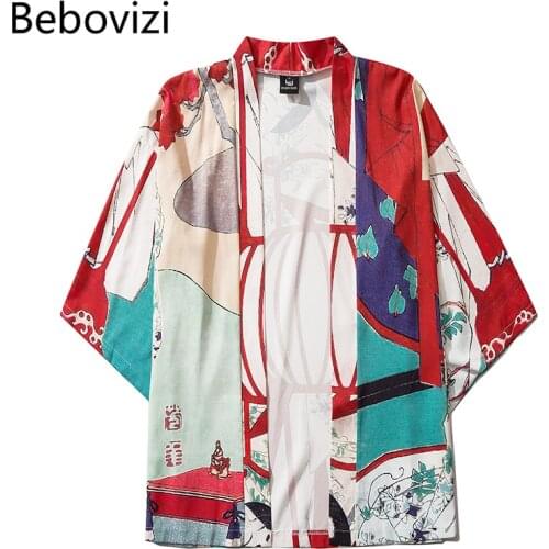 Asian Yukata Haori Vintage Japanese Kimono Traditional Woman Cardigan Summer Man Geisha Print Jacket Shirt Vintage Clothing