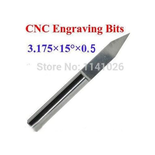 Free Shipping 10PCS 3.175mm 15 Degree 0.5MM End mill Carbide PCB CNC Engraving Bits ,Engrave Wood Acrylic PVC Metal tool
