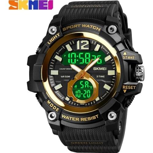 SKMEI Top Brand Mens Military Army Watch Men 50m Waterproof Sport Wristwatch Dual Display Watches relogios masculino