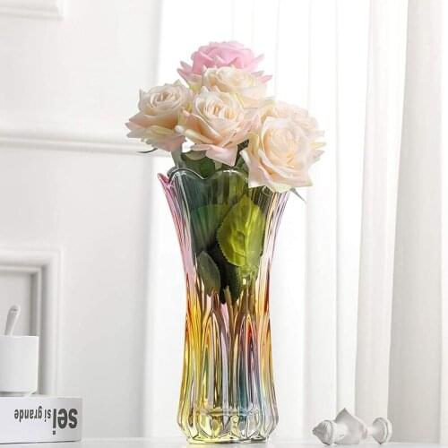 Glass Colorful Vase Flower Vase Decor for Home Dining Table Living Room Office Wedding Holiday Party Handmade