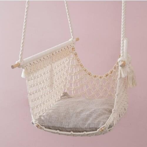 Nordic Baby Swing Chair Hanging Swings Set Children Toy Rocking Solid Wood Seat with Cushion Safety Baby Indoor Room Decor DQQ07