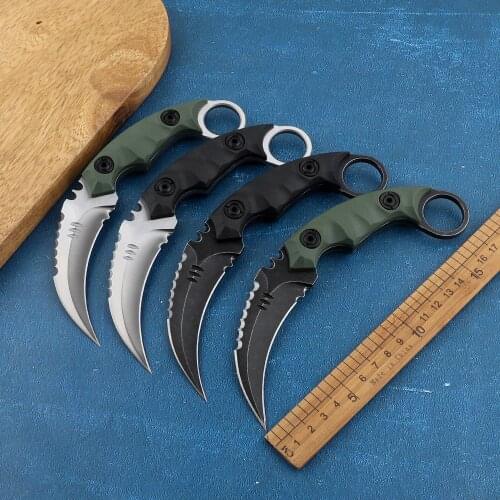 Fixed D2 blade self-defense Karambit CS GO rescue claw knife outdoor hunting knife survival military tactical EDC tool