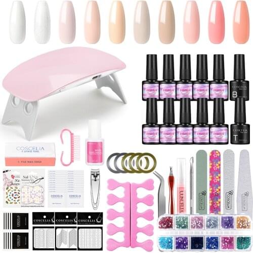 Nail Polish Gel Kit LED UV Lamp Nail Set Semi-Permanent Gel Varnish Soak Off Beginner Nail Art Manicure Supply Top Base Coat