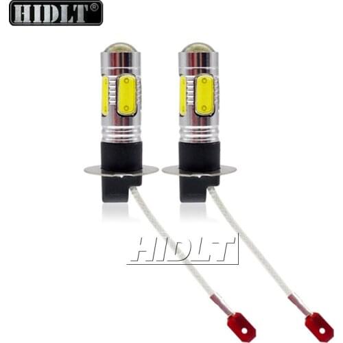 HIDLT 2PCS DC 12V Car Auto Headlight Driving Fog Lamp 7.5W H1 H3 H7 H11 HB3 HB4 880 881 White Yellow COB LED Bulb Lights