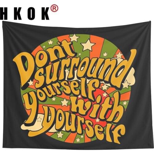HKOK Retro 80s Cartoon Psychedelic Tapestry Wall Hanging Covering Rugs Background Cloth Beach Mat Blanket Art Bedroom Home Decor