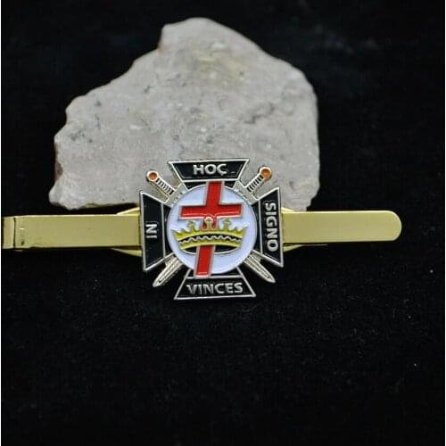 Personality Masonic Knight Tie Clips Classic Cross Crown Pattern Metal Pin Gold Plating Freemason Badge Business Suit Decor