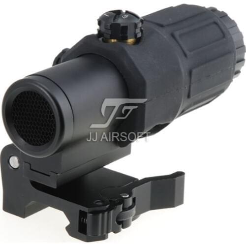 JJ Airsoft 3X Magnifier with Switch to Side STS Quick Detachable / QD Mount & Killflash / Kill Flash (Black / Tan)