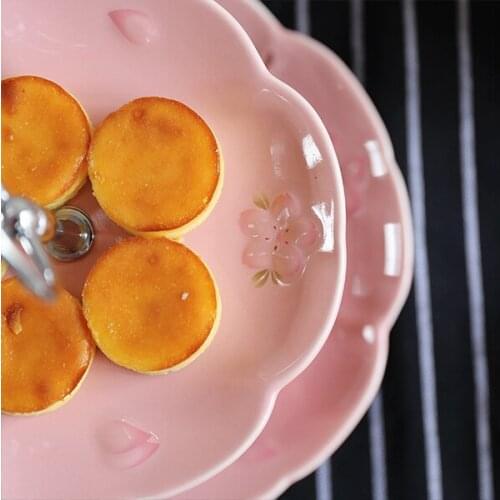 Japan Style SAKURA ceramic table double layers snack dessert fruit dishes plates porcelain plate dish cake decorative plates