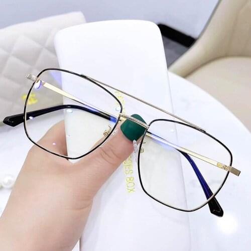 Retro Blue Light Computer Glasses Square Vintage Men Women Clear Fake Glasses Frame