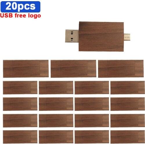 20pcs Free logo wood Mini USB flash Drive pen drive USB 2.0 pendrive 64GB Flash Memory Stick with 128GB U disk Creative gifts