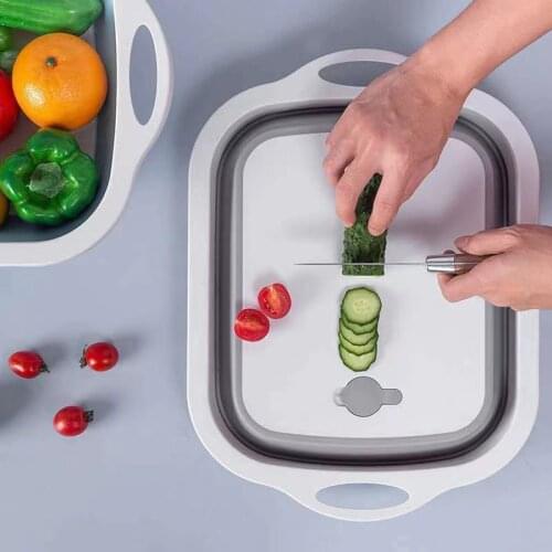 Multifunction Collapsible Cutting Board Dish Tub 3 In 1 Folding Sink Kitchen supplies Drain Basket Outdoor Camp Portable Basins