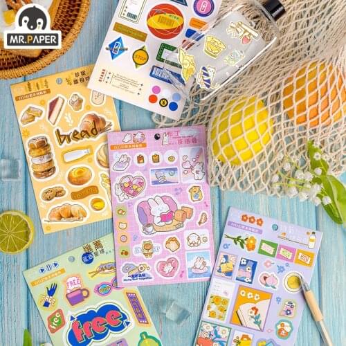 Mr Paper 12 Designs Cartoon Style Day Fantasy Series Creative Hand Account DIY Decorative Collage Material Stickers