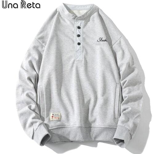 Una Reta Men Sweatshirt Fashion New Hip-Hop Hoodies Casual Men Pullover Tracksuit Harajuku One Piece Button Solid Sweatshirts