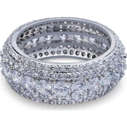 TOPGRILLZ Hip Hop Mens Iced Out Cubic Zircon Bling Round 10mm Ring Gold Silver Color CZ Jewelry Rings Gifts