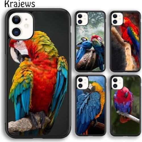 Krajews Animal Macaw Parrot Colourful Soft Phone Case Cover For iPhone 5 SE 6s 7 8 plus X XR XS 11 12 pro max Samsung S8 S9 S10
