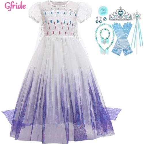 Christmas Fancy Cosplay Girls Эльза Анна Dress Snow Queen Costumes Kids White Elza Dress Halloween Holiday Girl Children Clothes