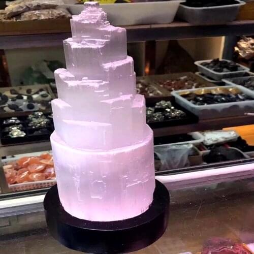 Natural raw selenite Crystal gemstone tower meditation reiki healing Mental Clarity selenite crystal remove negative energy gift