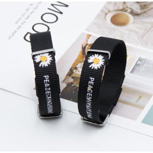 2021 Ins New Sunflower Cool Guy Punk Black Bracelet Adjustable Hip Hop Daisy Floret Bracelet for Women Man Couple Party Jewelry