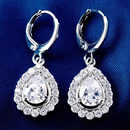 New Classic Water Drop Earrings Woman Fashion Jewelry High Quality White CZ Crystal Zircon Hot Selling Earings