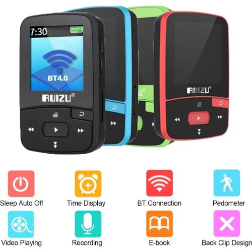 Wholesale Ruizu X50 Mp3 Player Bluetooth HiFi Lossless Sound Pedometer TF Card FM Radio MP3 Player 20PCS/lot