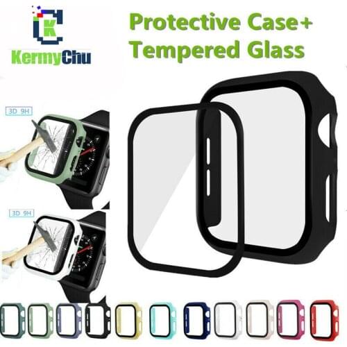 Full Screen Protector Cover Tempered Glass Case for Apple Watch 44mm 40mm 42mm 38mm for IWatch 5 4 3 2 1 Anti-fall Watch Bumper