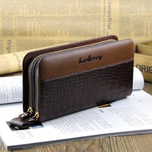 Check Casual Clutch Bag Men Wallet Long Clutch Mobile Phone Bag Wallet Chain Purses