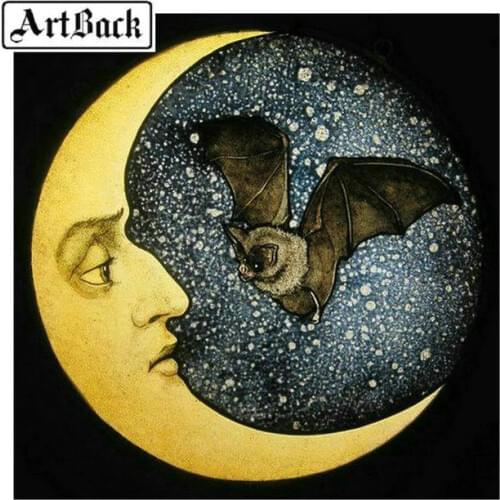 Sale Moon Bat 5d Diy Diamond Painting Kit 3d Diamond Embroidery Full Square Rhinestone Home Decor Artwork