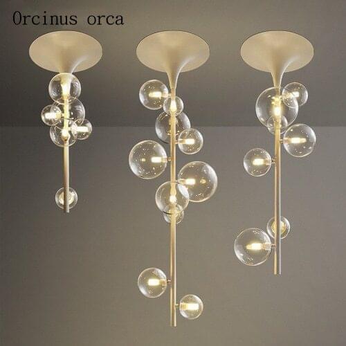Nordic luxury glass ball ceiling lamp bar living room bedroom post-modern creative horn ceiling lamp
